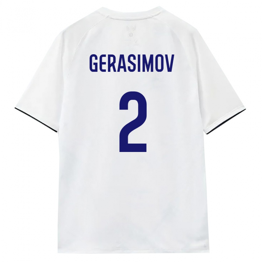 גברים רוסיה Semen Gerasimov #2 לבן חום שחור הרחק ג'רזי 26-28 חולצה קצרה