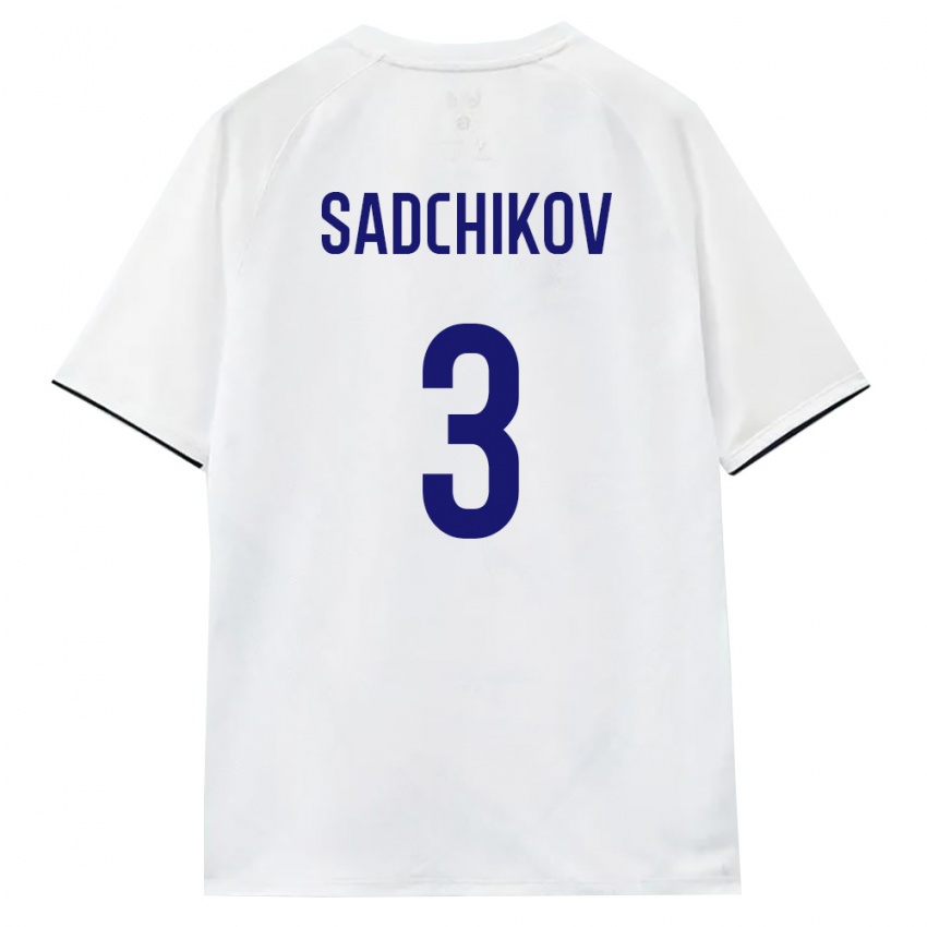 גברים רוסיה Stepan Sadchikov #3 לבן חום שחור הרחק ג'רזי 26-28 חולצה קצרה