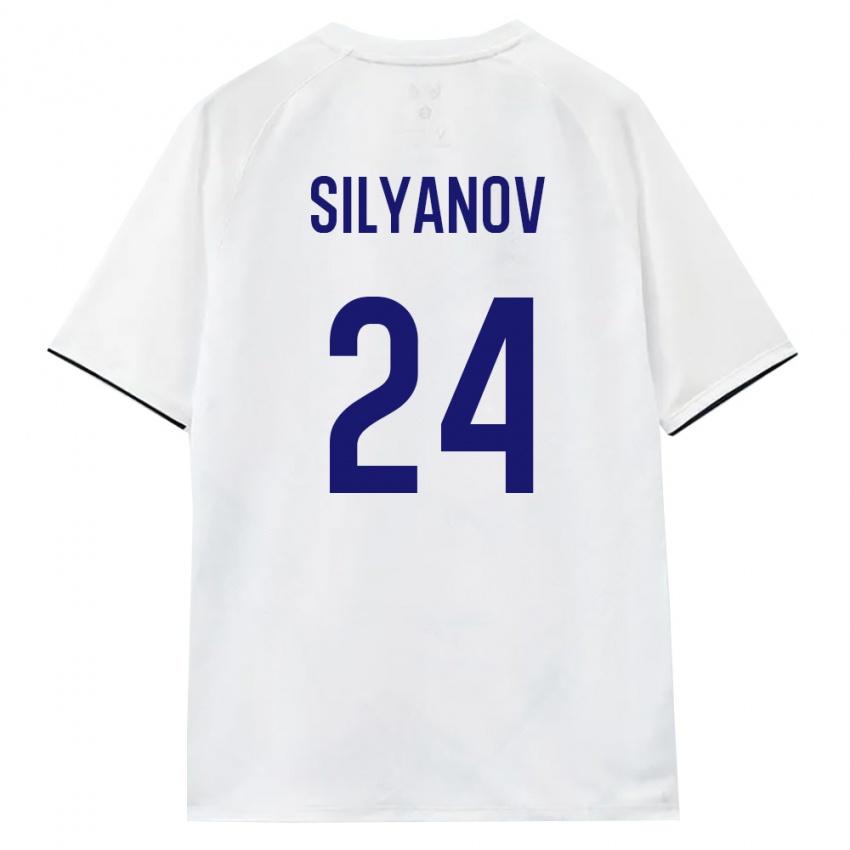 גברים רוסיה Aleksandr Silyanov #24 לבן חום שחור הרחק ג'רזי 26-28 חולצה קצרה