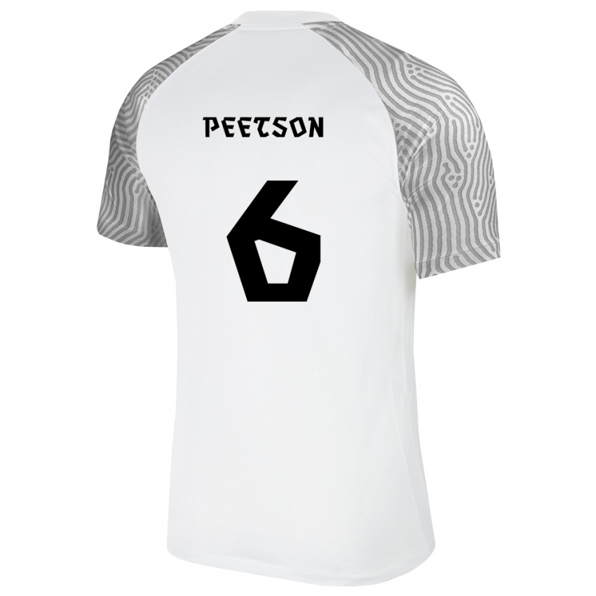 גברים אסטוניה Rasmus Peetson #6 לבן אפור הרחק ג'רזי 26-28 חולצה קצרה