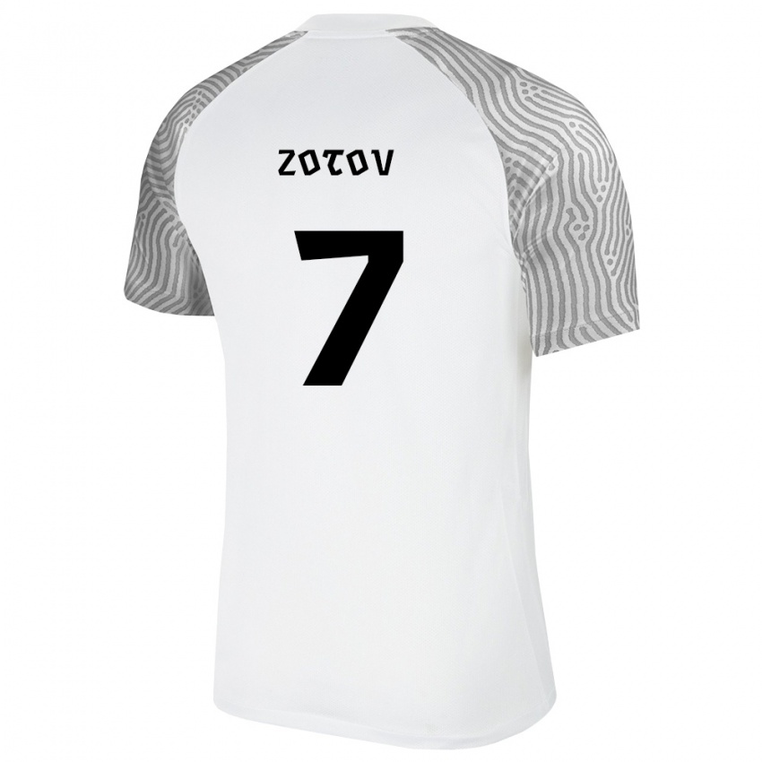 גברים אסטוניה Denis Zotov #7 לבן אפור הרחק ג'רזי 26-28 חולצה קצרה