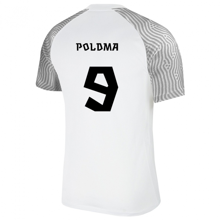 גברים אסטוניה Jaan Poldma #9 לבן אפור הרחק ג'רזי 26-28 חולצה קצרה