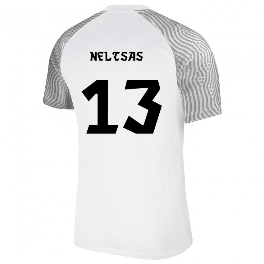 גברים אסטוניה Ron Neltsas #13 לבן אפור הרחק ג'רזי 26-28 חולצה קצרה