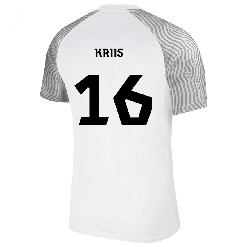 גברים אסטוניה Kristjan Kriis #16 לבן אפור הרחק ג'רזי 26-28 חולצה קצרה