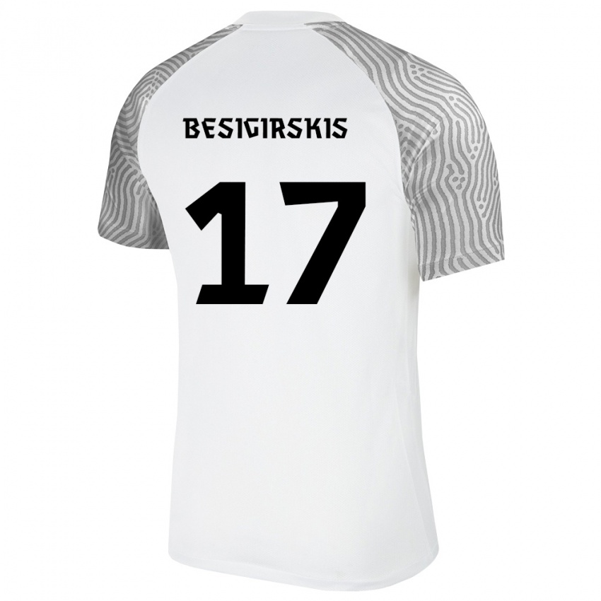 גברים אסטוניה Arnas Besigirskis #17 לבן אפור הרחק ג'רזי 26-28 חולצה קצרה