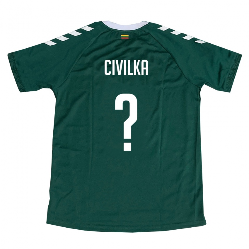 גברים ליטא Simas Civilka #0 ירוק כהה לבן הרחק ג'רזי 26-28 חולצה קצרה