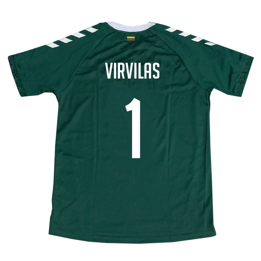 גברים ליטא Julius Virvilas #1 ירוק כהה לבן הרחק ג'רזי 26-28 חולצה קצרה