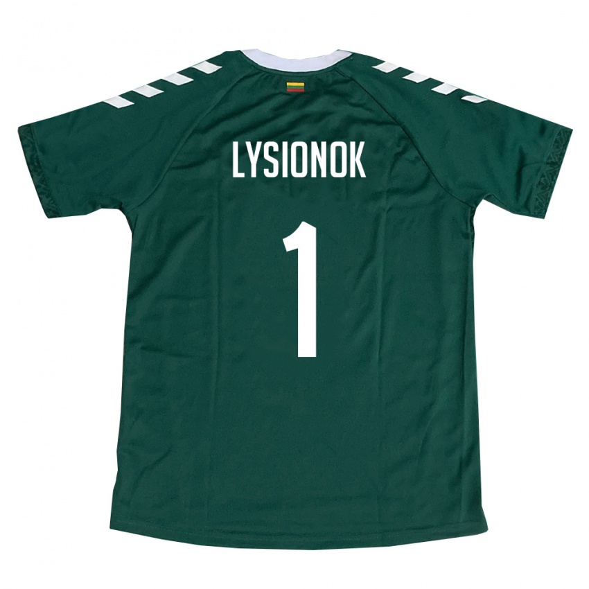 גברים ליטא Ernestas Lysionok #1 ירוק כהה לבן הרחק ג'רזי 26-28 חולצה קצרה