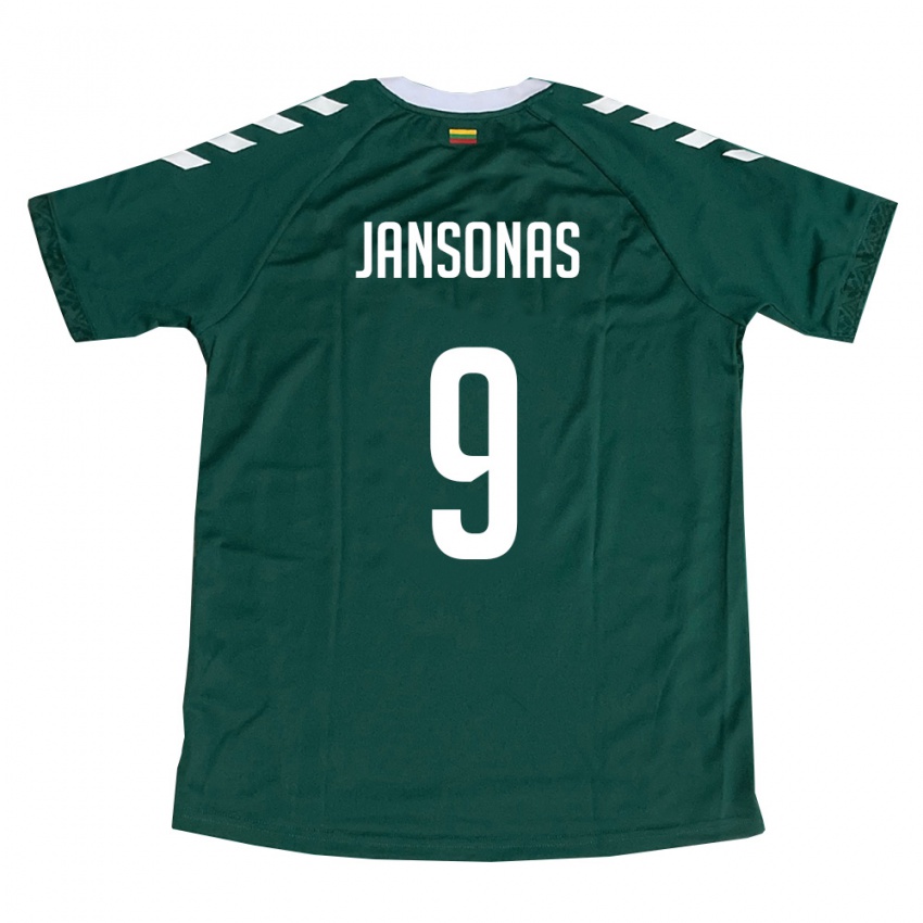 גברים ליטא Romualdas Jansonas #9 ירוק כהה לבן הרחק ג'רזי 26-28 חולצה קצרה