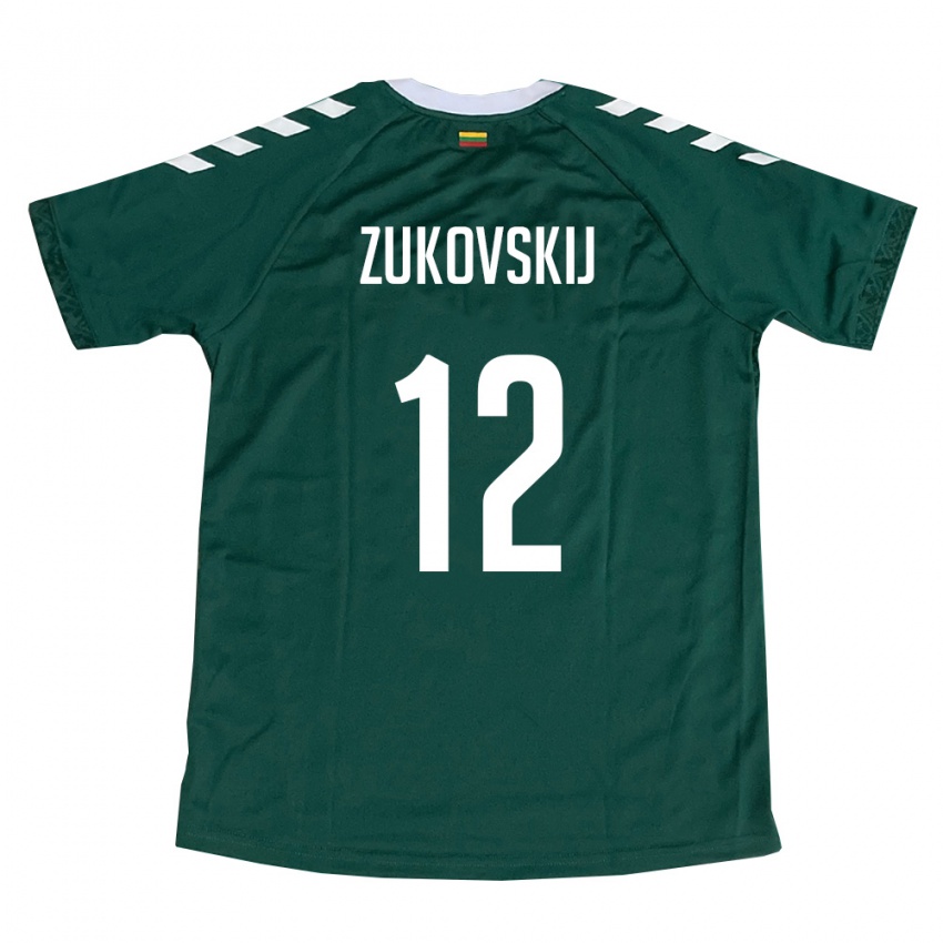 גברים ליטא Mark Žukovskij #12 ירוק כהה לבן הרחק ג'רזי 26-28 חולצה קצרה
