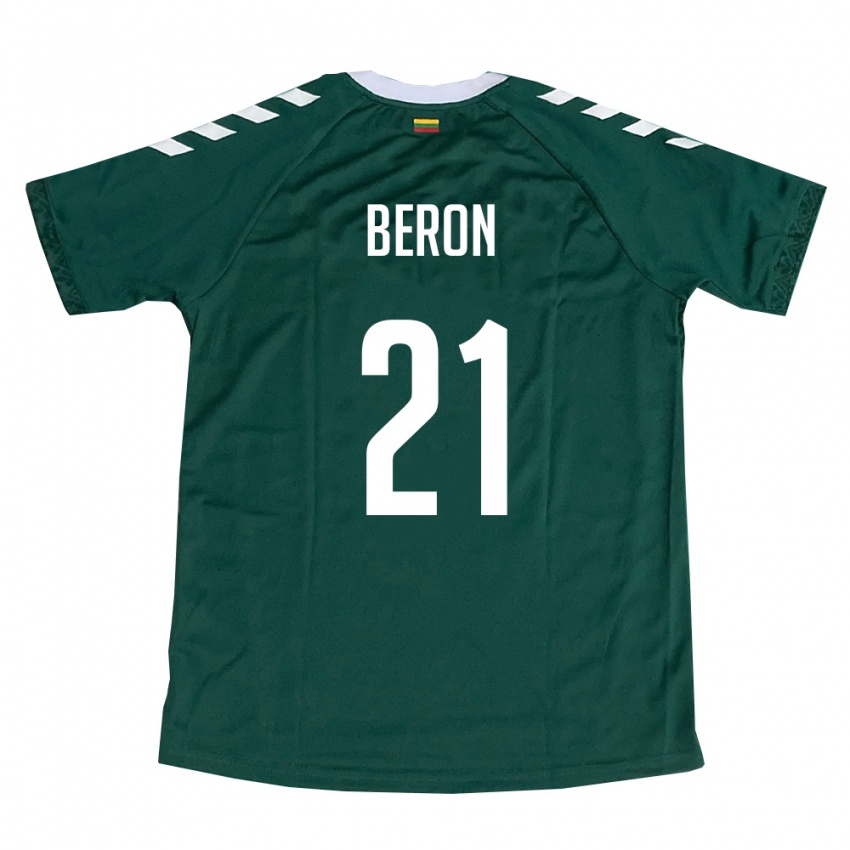 גברים ליטא Jake Beron #21 ירוק כהה לבן הרחק ג'רזי 26-28 חולצה קצרה