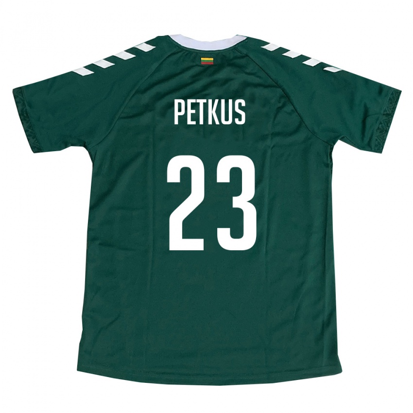 גברים ליטא Nojus Petkus #23 ירוק כהה לבן הרחק ג'רזי 26-28 חולצה קצרה