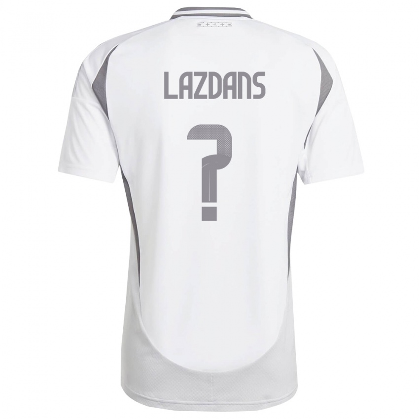גברים לטביה Olivers Lazdans #0 לבן אפור כהה הרחק ג'רזי 26-28 חולצה קצרה