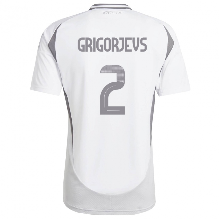גברים לטביה Mihails Grigorjevs #2 לבן אפור כהה הרחק ג'רזי 26-28 חולצה קצרה