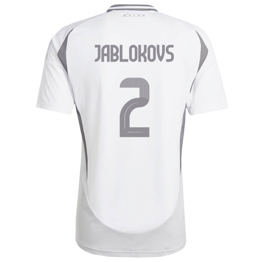 גברים לטביה Roberts Jablokovs #2 לבן אפור כהה הרחק ג'רזי 26-28 חולצה קצרה