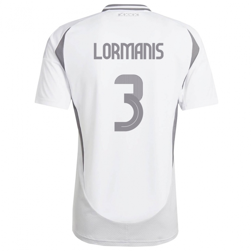 גברים לטביה Martins Lormanis #3 לבן אפור כהה הרחק ג'רזי 26-28 חולצה קצרה