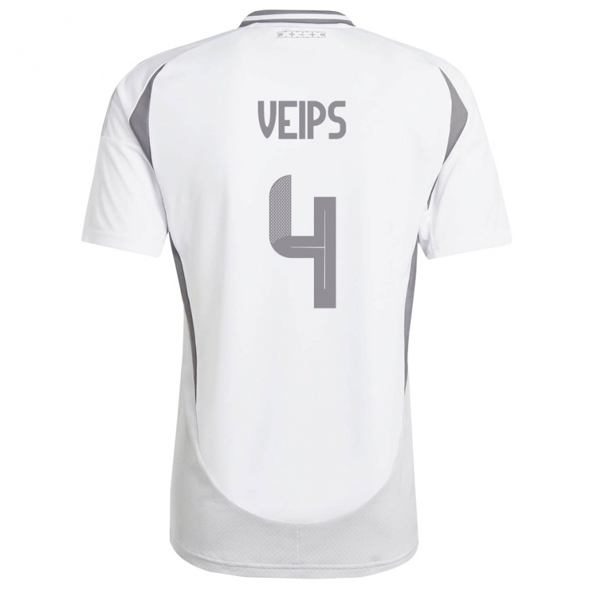 גברים לטביה Roberts Veips #4 לבן אפור כהה הרחק ג'רזי 26-28 חולצה קצרה