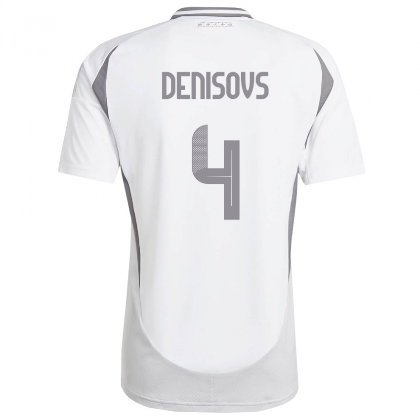 גברים לטביה Deniss Denisovs #4 לבן אפור כהה הרחק ג'רזי 26-28 חולצה קצרה