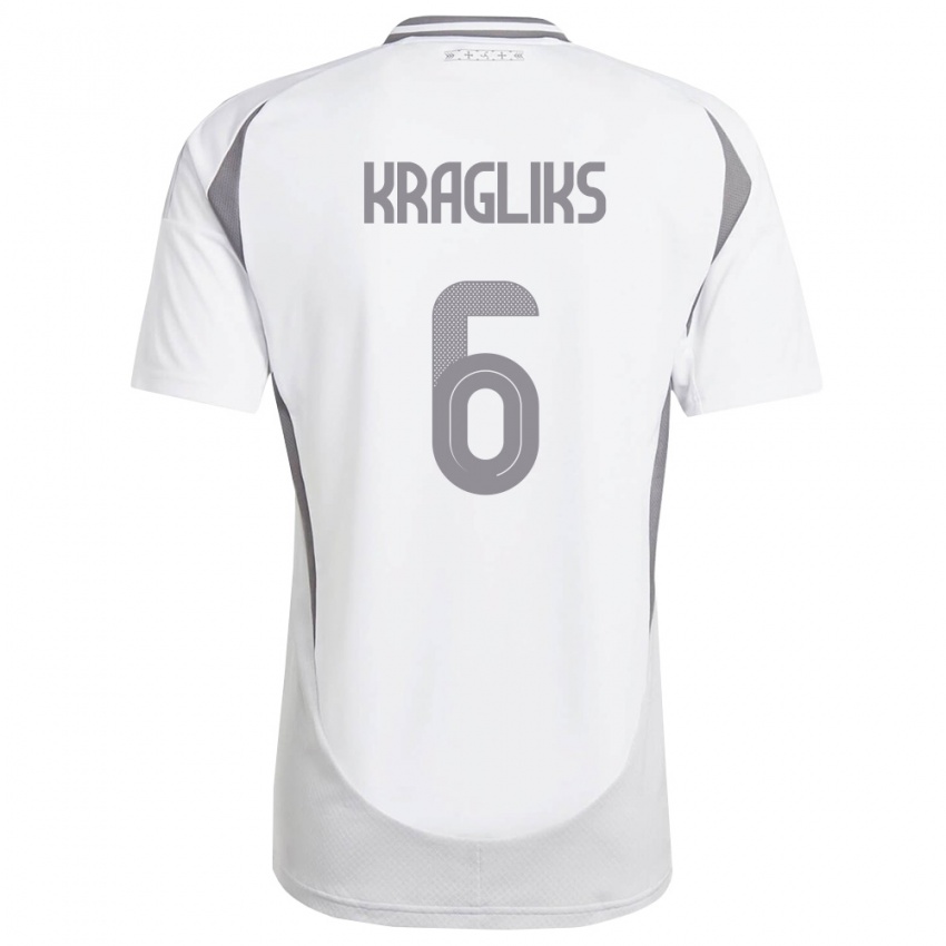 גברים לטביה Ralfs Kragliks #6 לבן אפור כהה הרחק ג'רזי 26-28 חולצה קצרה