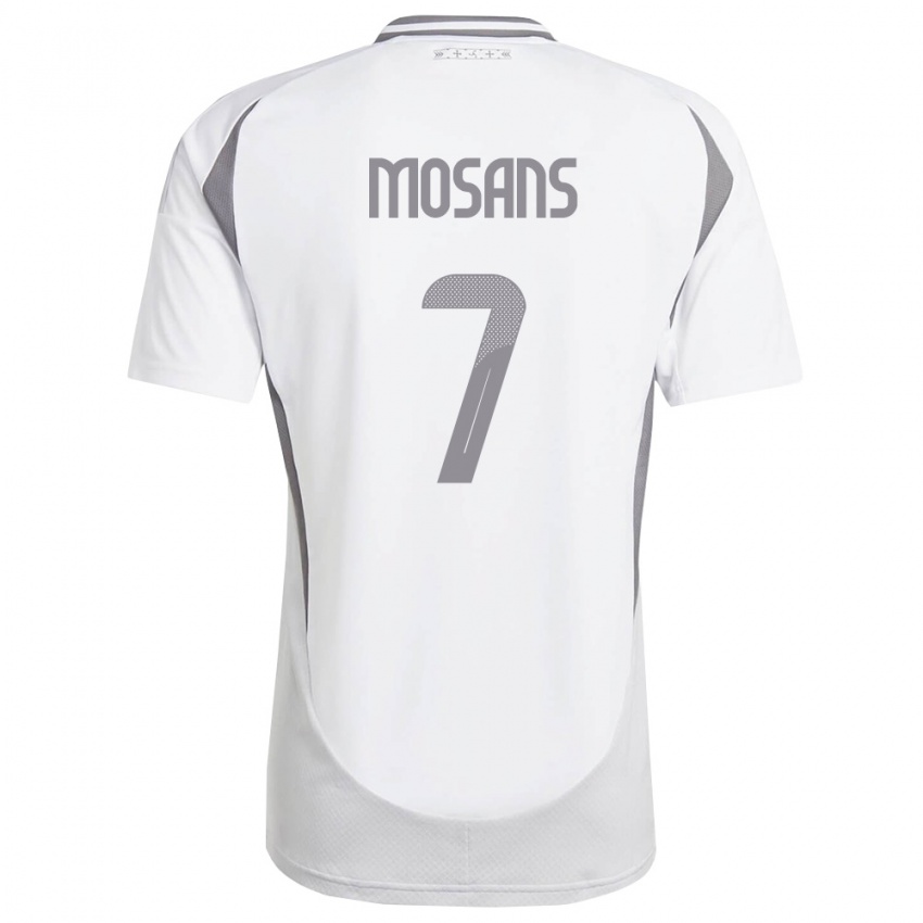 גברים לטביה Kristaps Mosans #7 לבן אפור כהה הרחק ג'רזי 26-28 חולצה קצרה