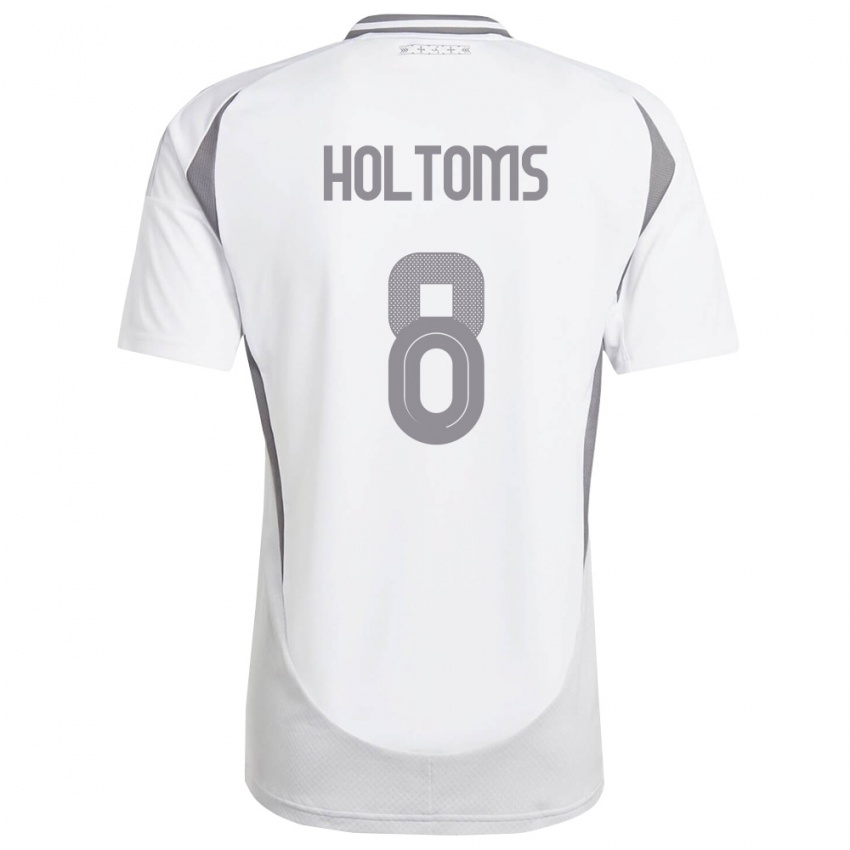 גברים לטביה Henrijs Holtoms #8 לבן אפור כהה הרחק ג'רזי 26-28 חולצה קצרה