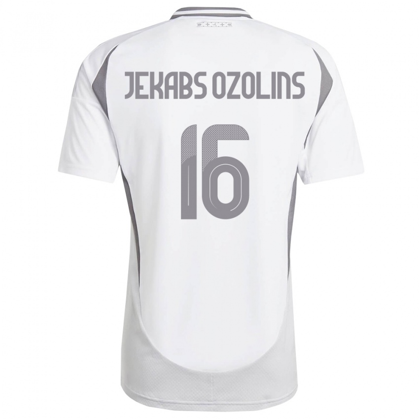 גברים לטביה Olivers Jekabs Ozolins #16 לבן אפור כהה הרחק ג'רזי 26-28 חולצה קצרה