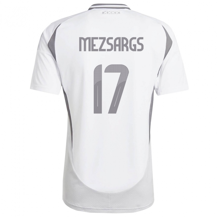 גברים לטביה Kristians Mezsargs #17 לבן אפור כהה הרחק ג'רזי 26-28 חולצה קצרה