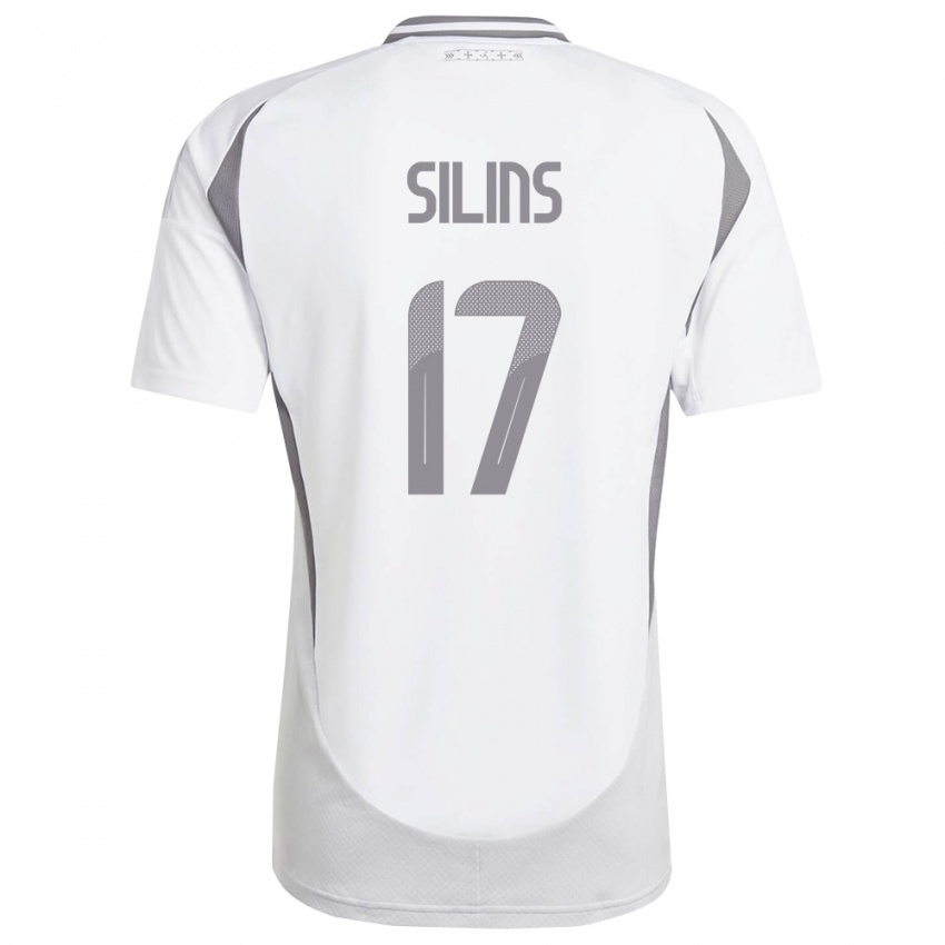 גברים לטביה Miks Silins #17 לבן אפור כהה הרחק ג'רזי 26-28 חולצה קצרה