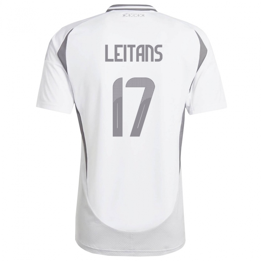 גברים לטביה Gustavs Leitans #17 לבן אפור כהה הרחק ג'רזי 26-28 חולצה קצרה