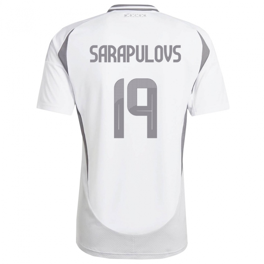 גברים לטביה Maksims Sarapulovs #19 לבן אפור כהה הרחק ג'רזי 26-28 חולצה קצרה