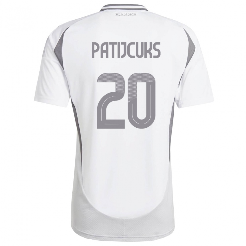 גברים לטביה Danila Patijcuks #20 לבן אפור כהה הרחק ג'רזי 26-28 חולצה קצרה