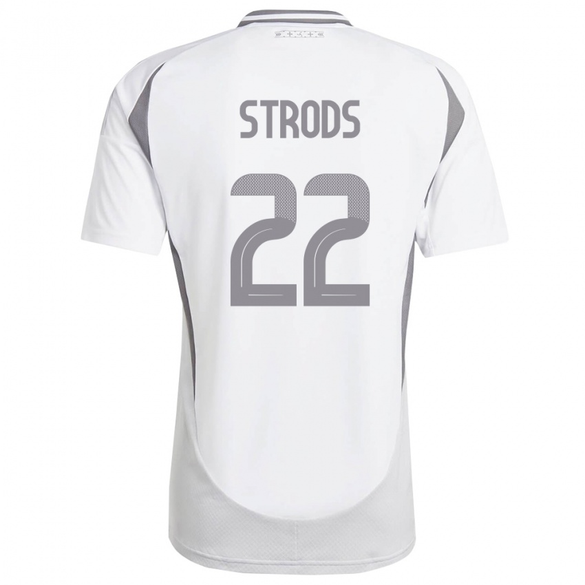 גברים לטביה Markuss Strods #22 לבן אפור כהה הרחק ג'רזי 26-28 חולצה קצרה
