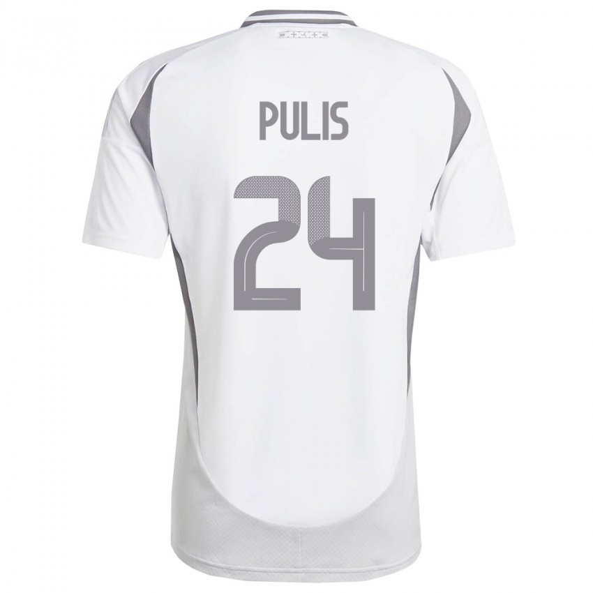 גברים לטביה Ingars Pulis #24 לבן אפור כהה הרחק ג'רזי 26-28 חולצה קצרה
