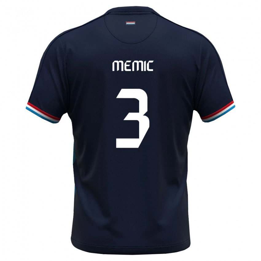 גברים לוקסמבורג Mak Memic #3 כחול מלכותי אדום הרחק ג'רזי 26-28 חולצה קצרה