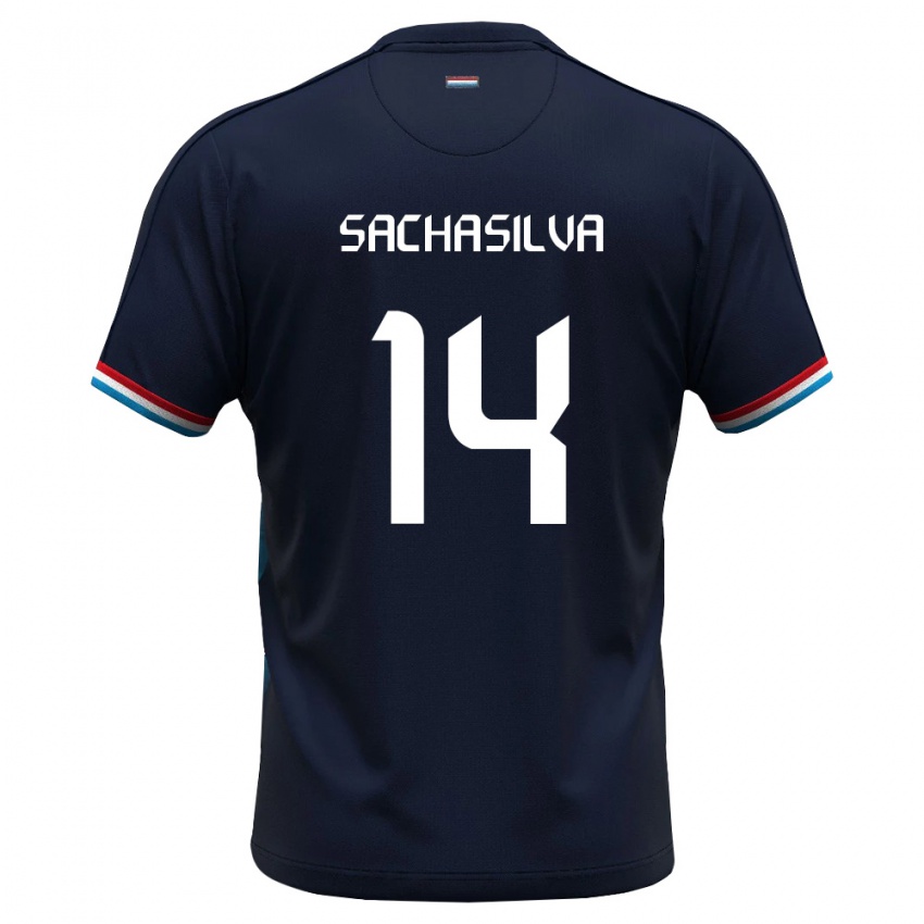 גברים לוקסמבורג Sacha Carvalho Da Silva #14 כחול מלכותי אדום הרחק ג'רזי 26-28 חולצה קצרה