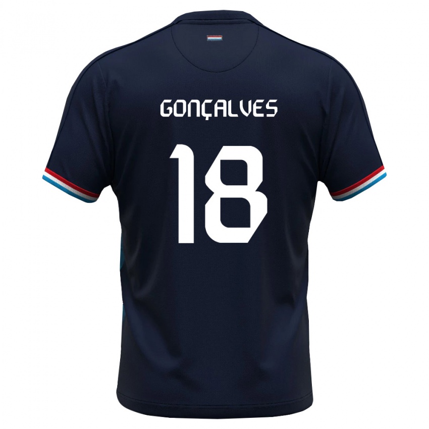 גברים לוקסמבורג Miguel Gonçalves #18 כחול מלכותי אדום הרחק ג'רזי 26-28 חולצה קצרה