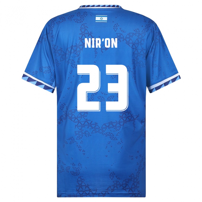 גברים ישראל עומר ניראון #23 כחול לבן הרחק ג'רזי 26-28 חולצה קצרה