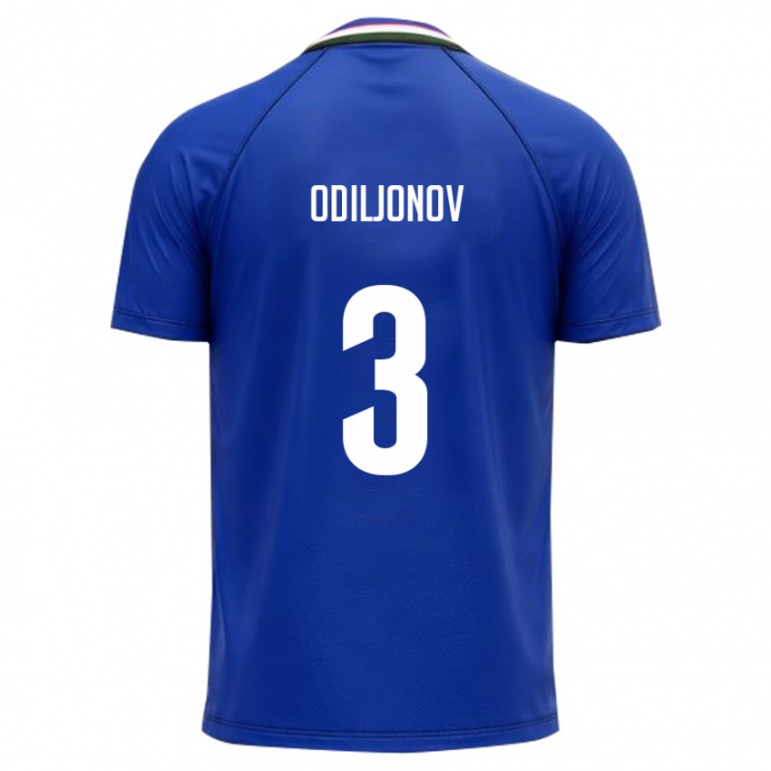 נשים אוזבקיסטן Ozodbek Odiljonov #3 כחול מלכותי לבן ג'רזי ביתית 26-28 חולצה קצרה