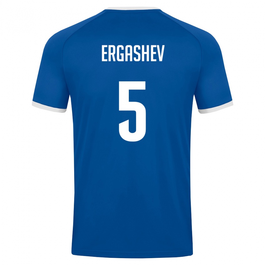 נשים אוזבקיסטן Ozodbek Ergashev #5 כחול מלכותי לבן ג'רזי ביתית 26-28 חולצה קצרה