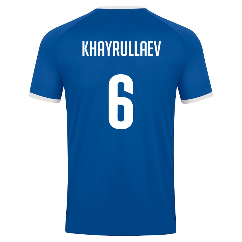 נשים אוזבקיסטן Ravshan Khayrullaev #6 כחול מלכותי לבן ג'רזי ביתית 26-28 חולצה קצרה