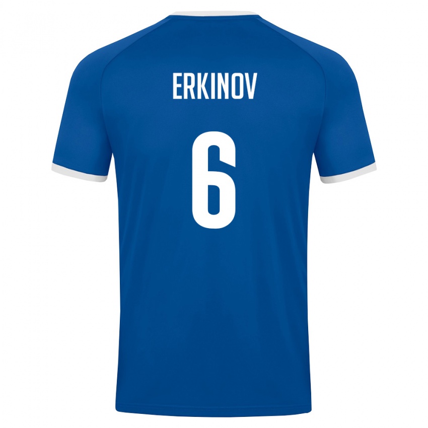 נשים אוזבקיסטן Bekhruz Erkinov #6 כחול מלכותי לבן ג'רזי ביתית 26-28 חולצה קצרה