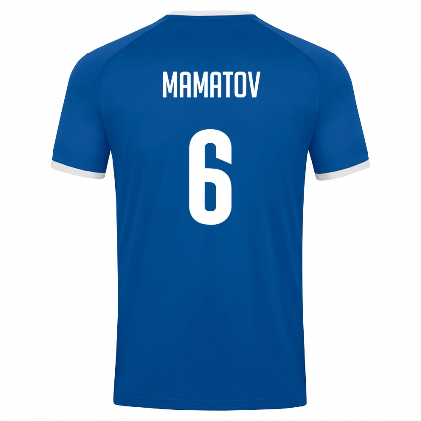 נשים אוזבקיסטן Mukhammadjon Mamatov #6 כחול מלכותי לבן ג'רזי ביתית 26-28 חולצה קצרה