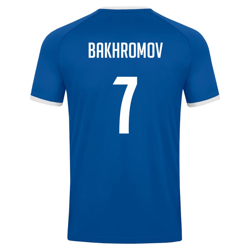 נשים אוזבקיסטן Sardorbek Bakhromov #7 כחול מלכותי לבן ג'רזי ביתית 26-28 חולצה קצרה