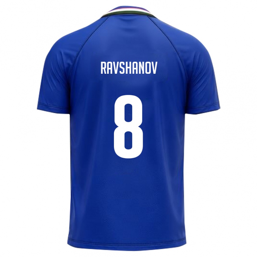 נשים אוזבקיסטן Islom Ravshanov #8 כחול מלכותי לבן ג'רזי ביתית 26-28 חולצה קצרה