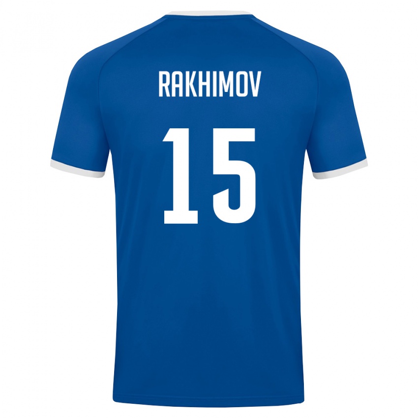 נשים אוזבקיסטן Sarvar Rakhimov #15 כחול מלכותי לבן ג'רזי ביתית 26-28 חולצה קצרה