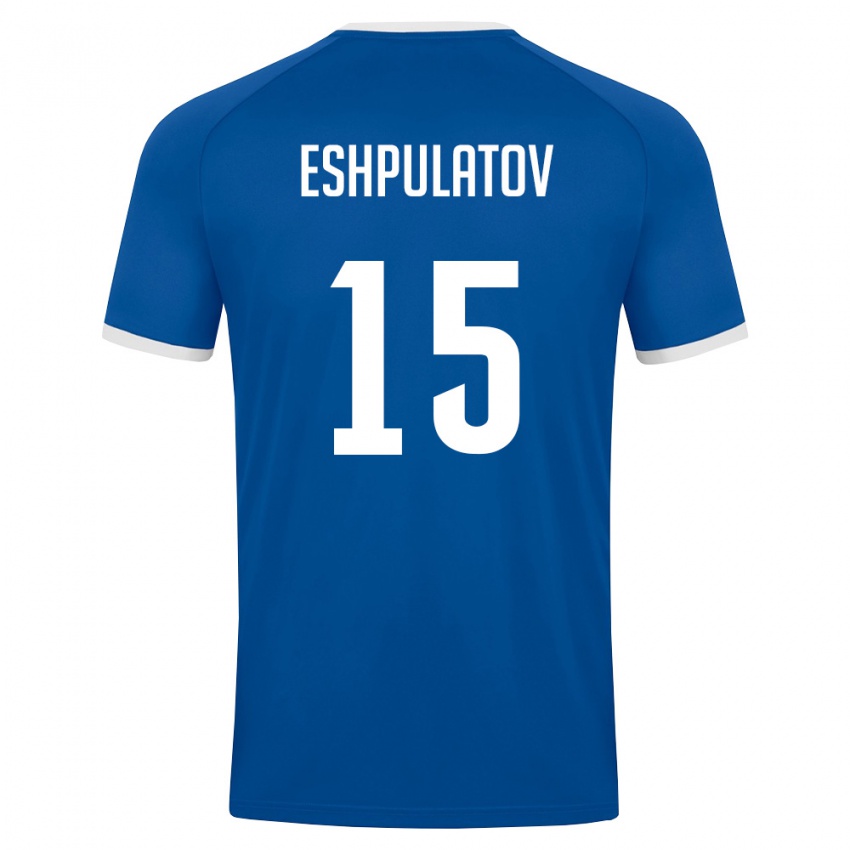 נשים אוזבקיסטן Mironshokh Eshpulatov #15 כחול מלכותי לבן ג'רזי ביתית 26-28 חולצה קצרה