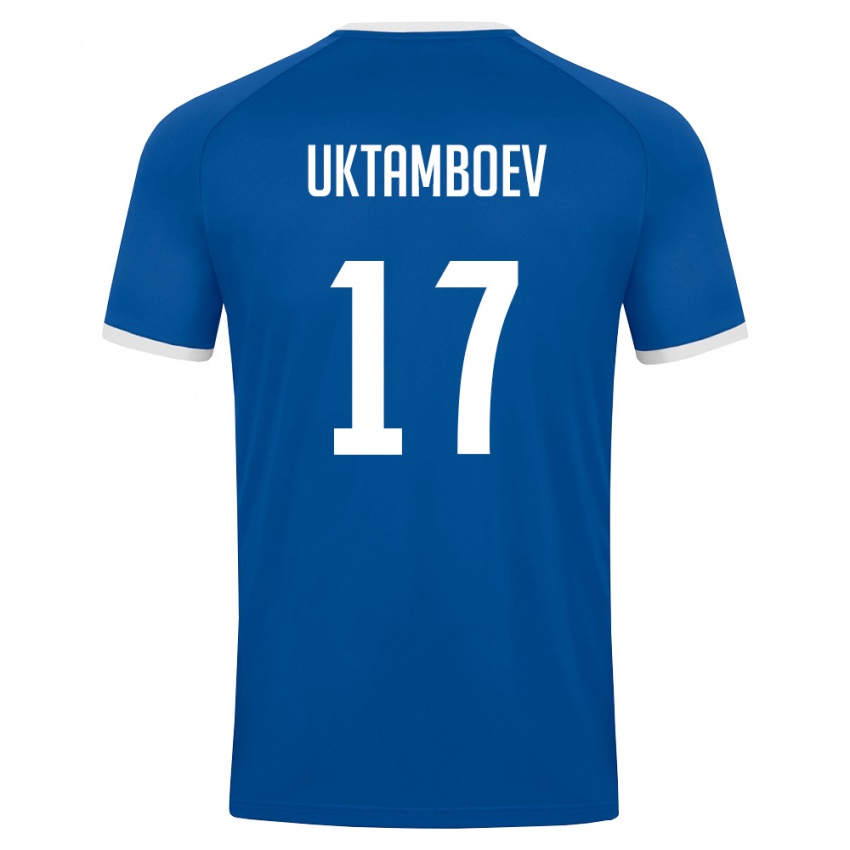 נשים אוזבקיסטן Jakhongirmirzo Uktamboev #17 כחול מלכותי לבן ג'רזי ביתית 26-28 חולצה קצרה