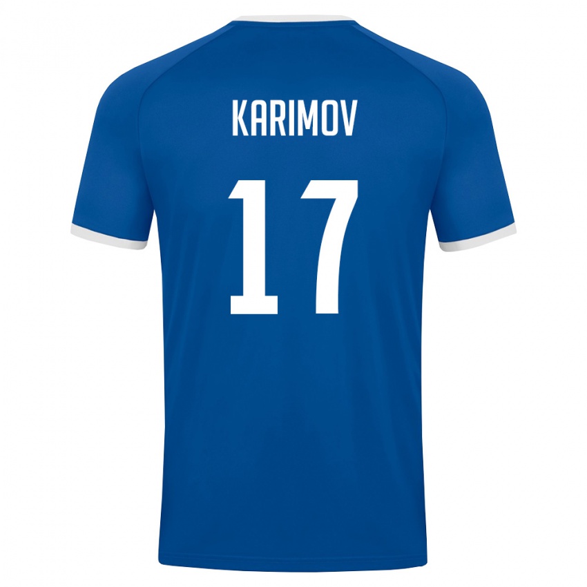 נשים אוזבקיסטן Ollobergan Karimov #17 כחול מלכותי לבן ג'רזי ביתית 26-28 חולצה קצרה