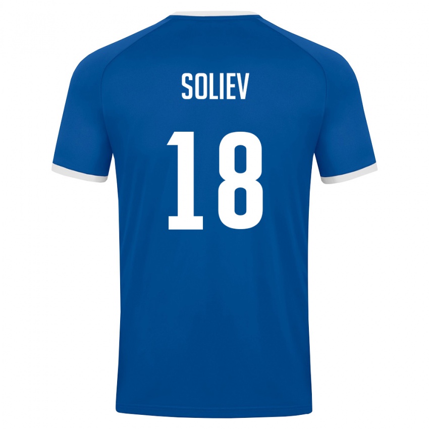 נשים אוזבקיסטן Abdulvosid Soliev #18 כחול מלכותי לבן ג'רזי ביתית 26-28 חולצה קצרה
