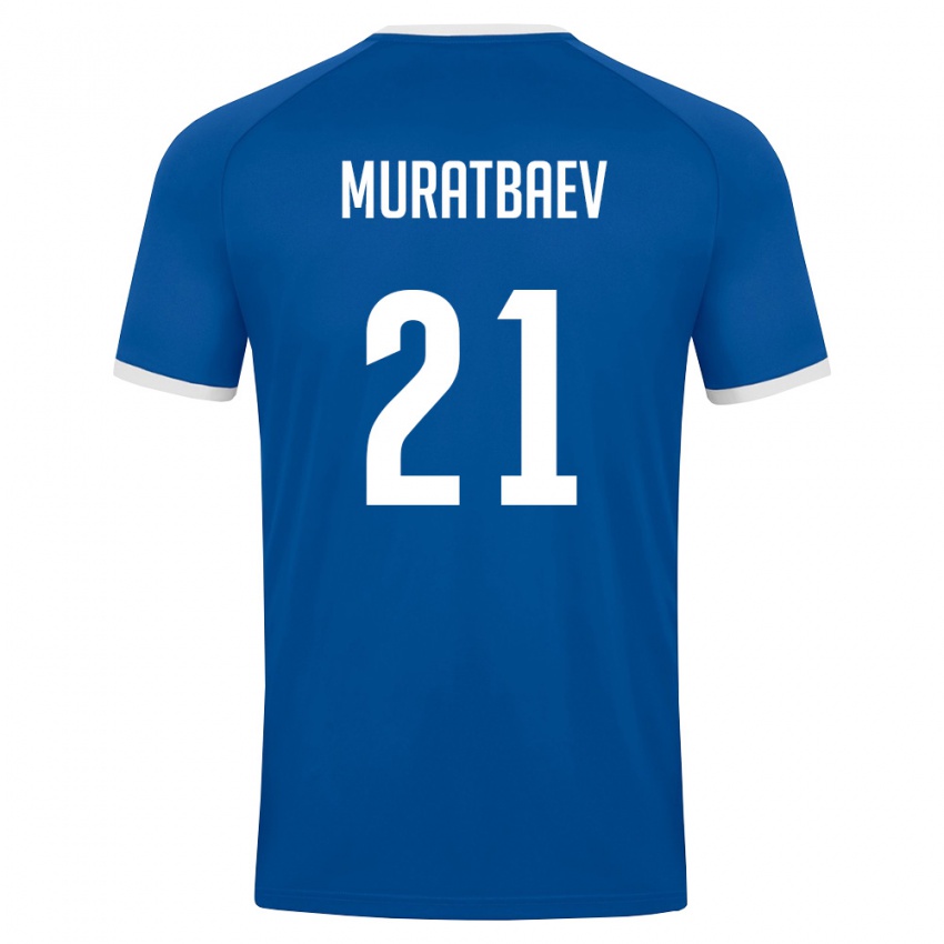 נשים אוזבקיסטן Samandar Muratbaev #21 כחול מלכותי לבן ג'רזי ביתית 26-28 חולצה קצרה